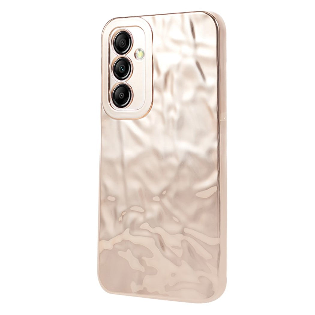 Samsung Galaxy A24 Skinnende Fleksibel Plastik Mobil Cover - Bølget Design - Guld