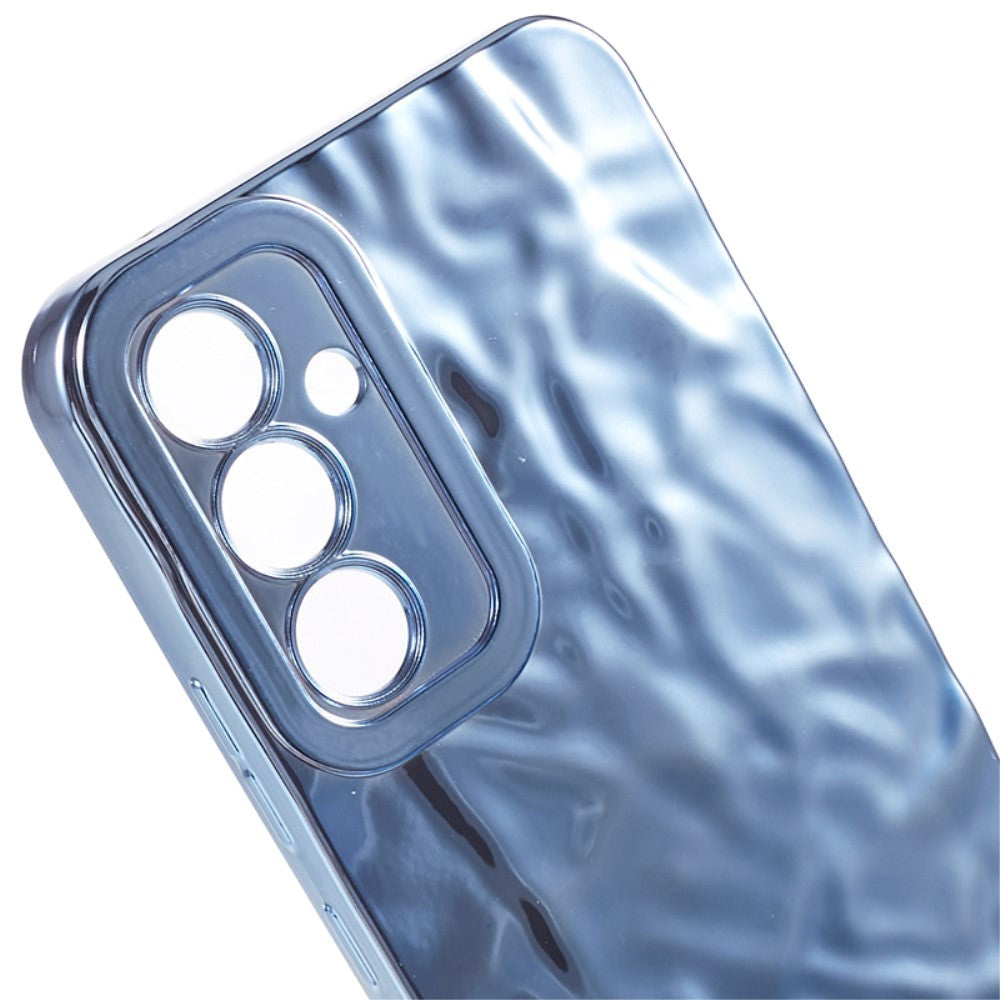 Samsung Galaxy A24 Skinnende Fleksibel Plastik Mobil Cover - Bølget Design - Blå