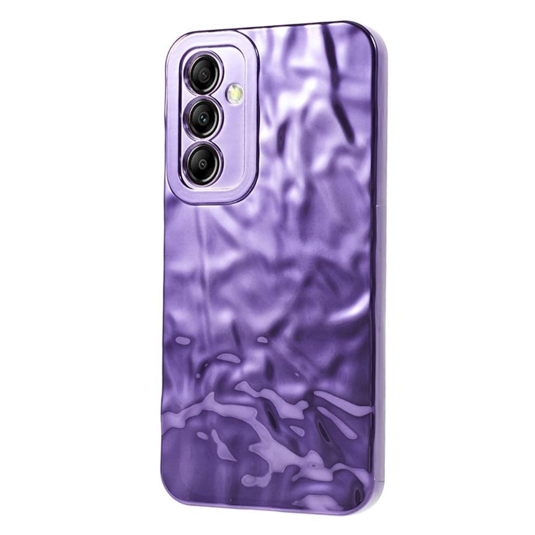 Samsung Galaxy A24 Skinnende Fleksibel Plastik Mobil Cover - Bølget Design - Lilla