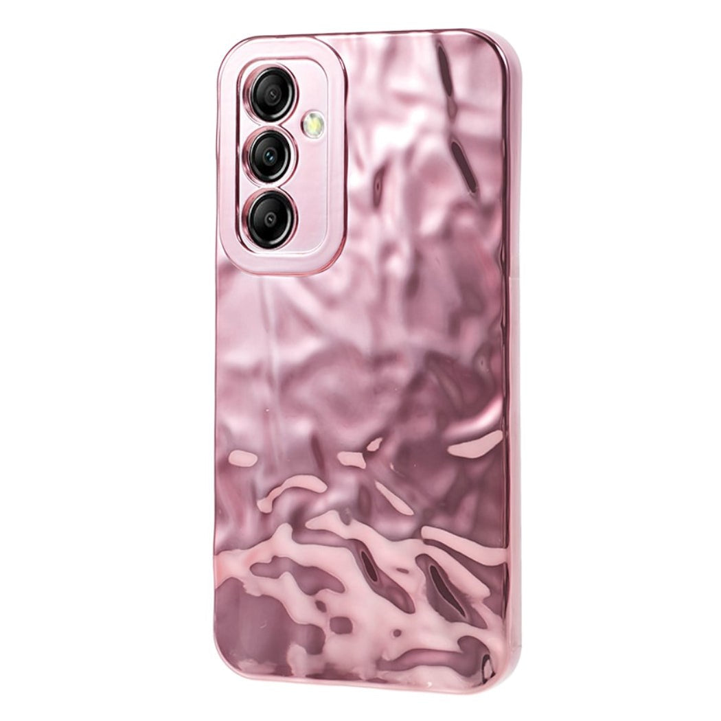 Samsung Galaxy A24 Skinnende Fleksibel Plastik Mobil Cover - Bølget Design - Rose Gold