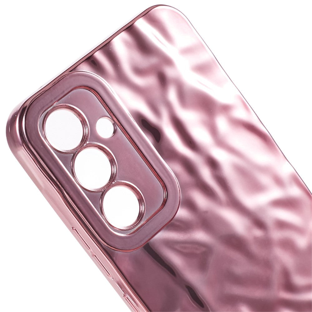 Samsung Galaxy A24 Skinnende Fleksibel Plastik Mobil Cover - Bølget Design - Rose Gold