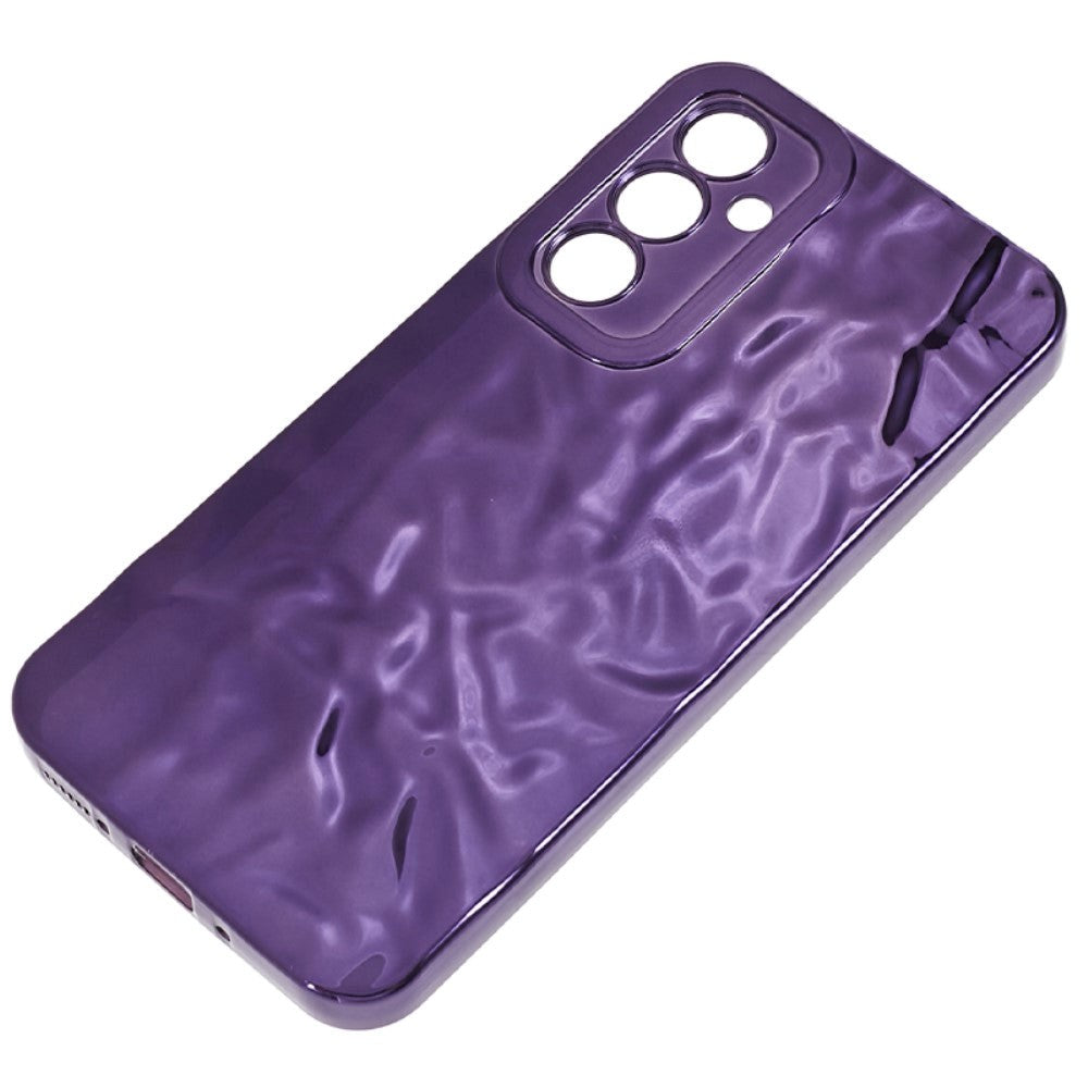 Samsung Galaxy A14 (5G) Skinnende Fleksibel Plastik Mobil Cover - Bølget Design - Lilla