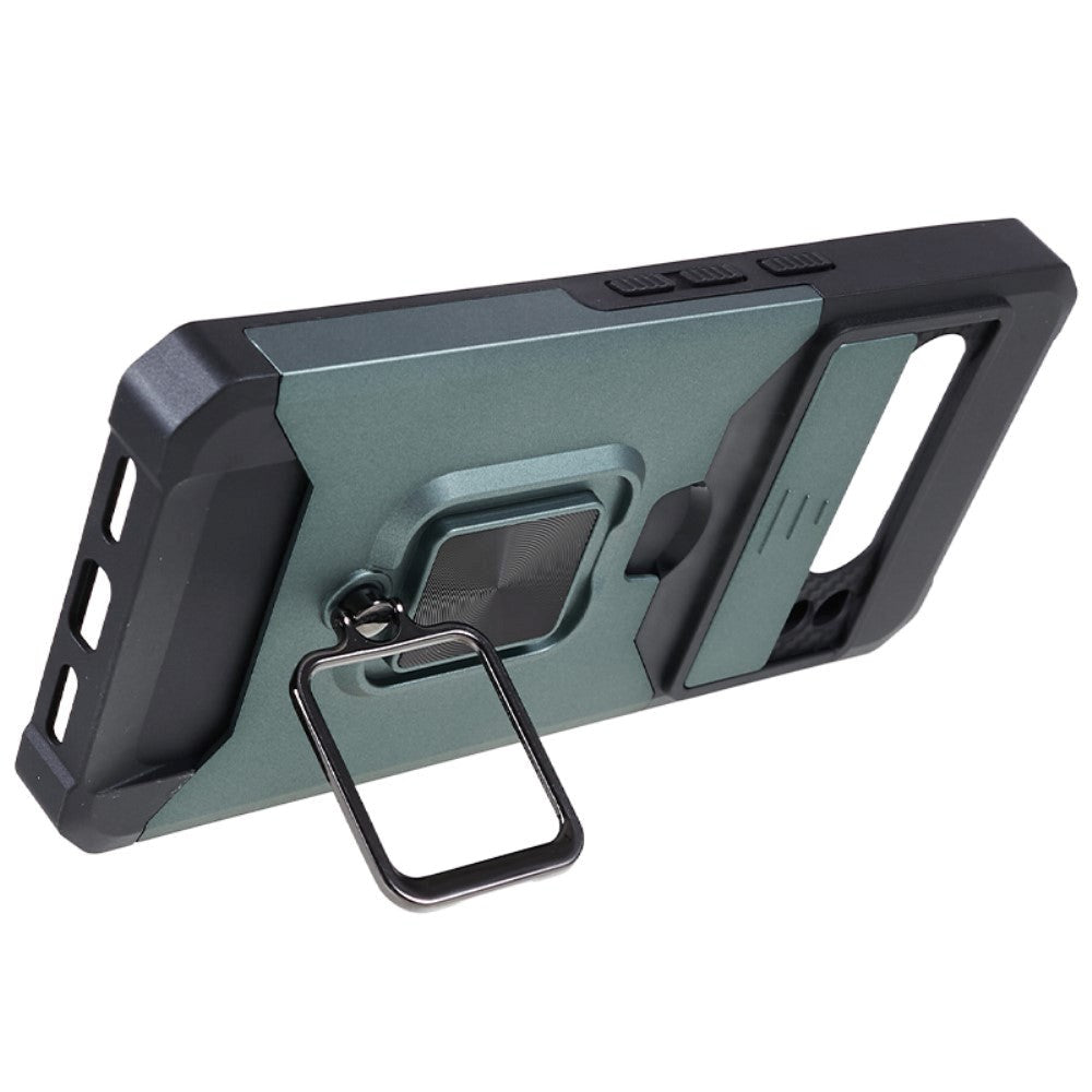 Google Pixel 8 Pro Håndværker Mobil Cover m. Magnetisk Kickstand, Kortholder & Cam Slider - Grøn