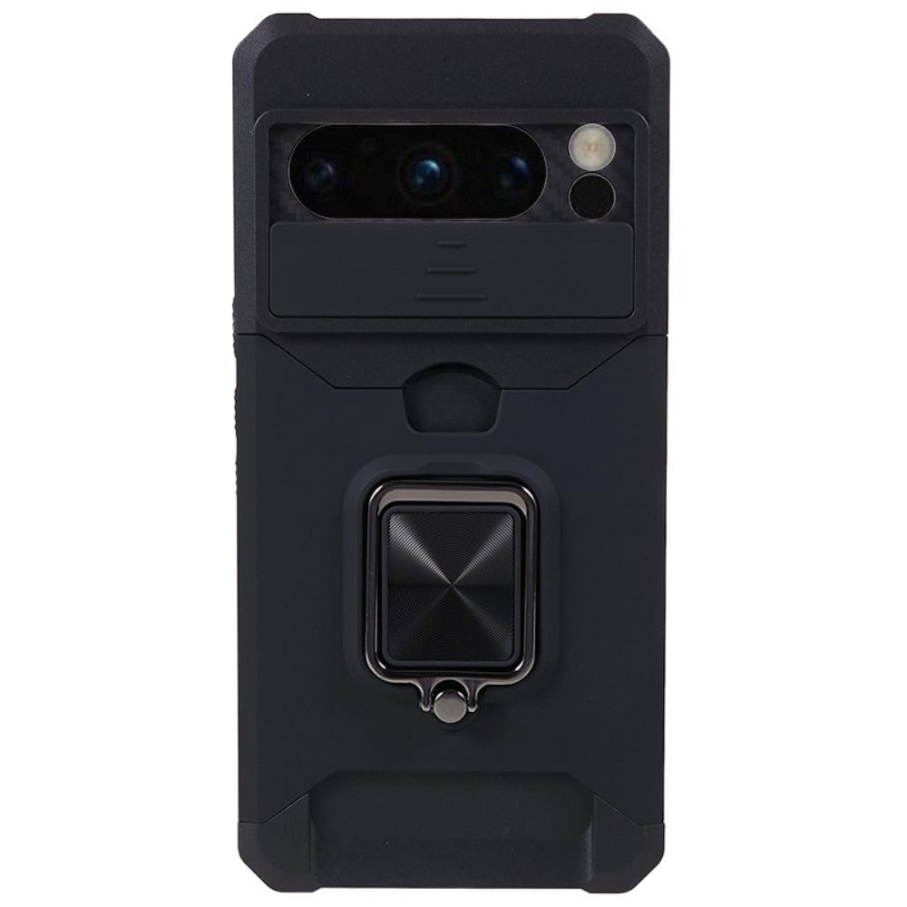 Google Pixel 8 Pro Håndværker Mobil Cover m. Magnetisk Kickstand, Kortholder & Cam Slider - Sort