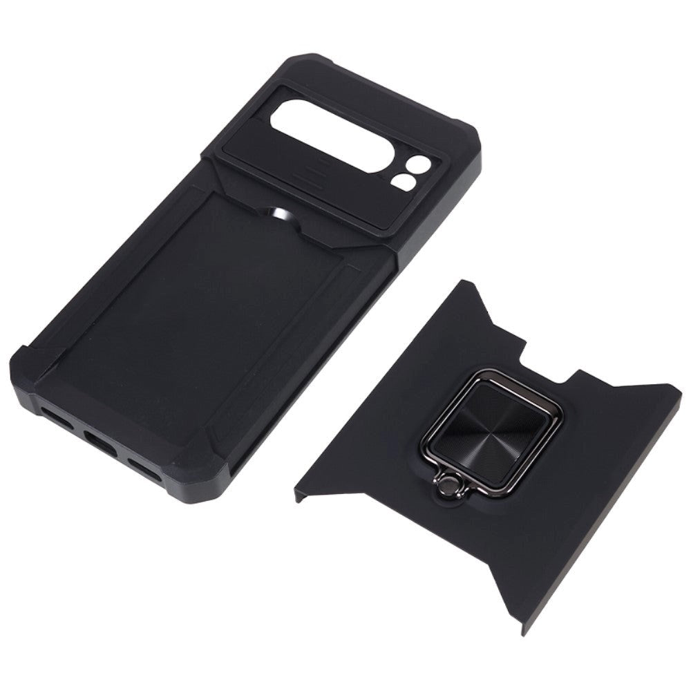 Google Pixel 8 Pro Håndværker Mobil Cover m. Magnetisk Kickstand, Kortholder & Cam Slider - Sort