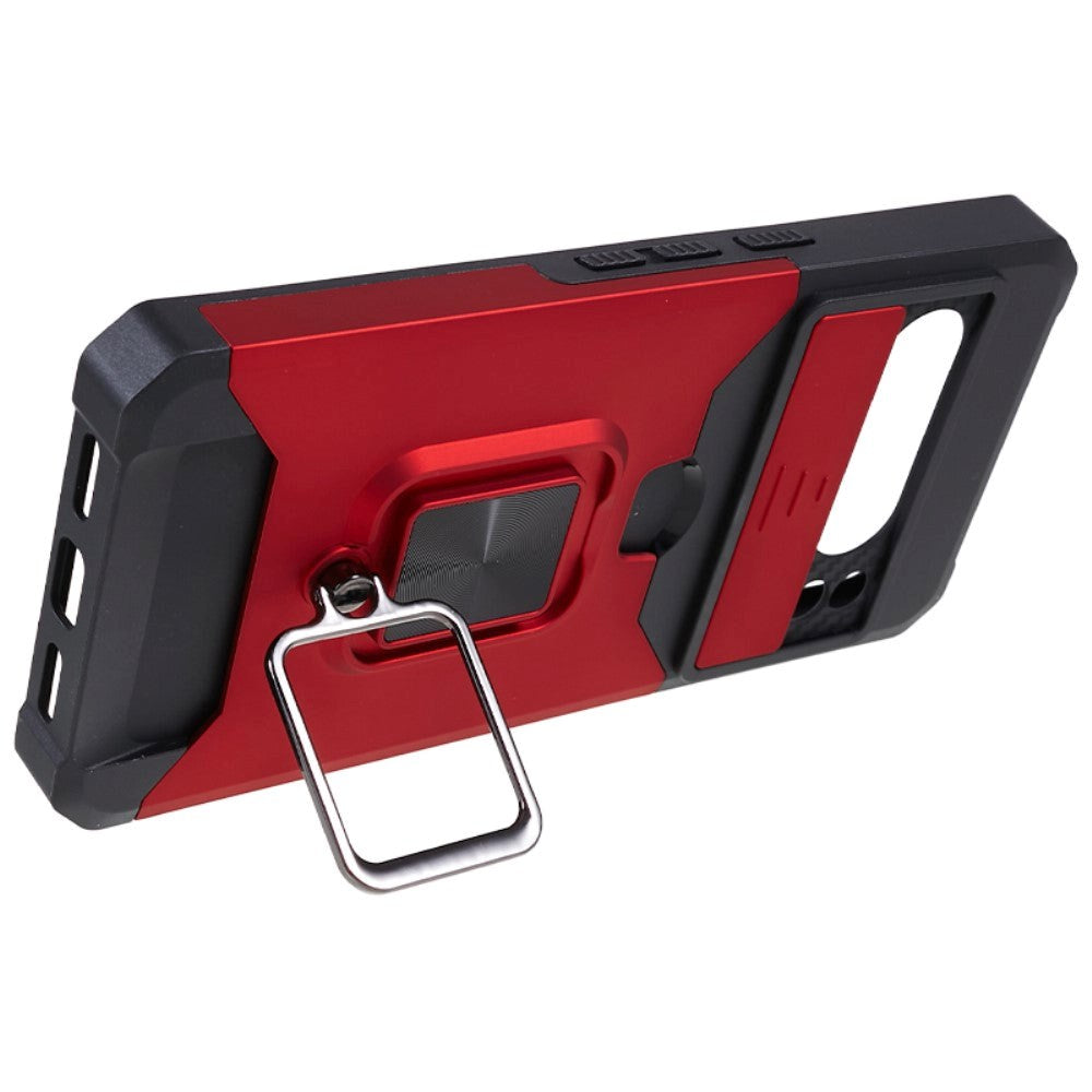 Google Pixel 8 Pro Håndværker Mobil Cover m. Magnetisk Kickstand, Kortholder & Cam Slider - Rød