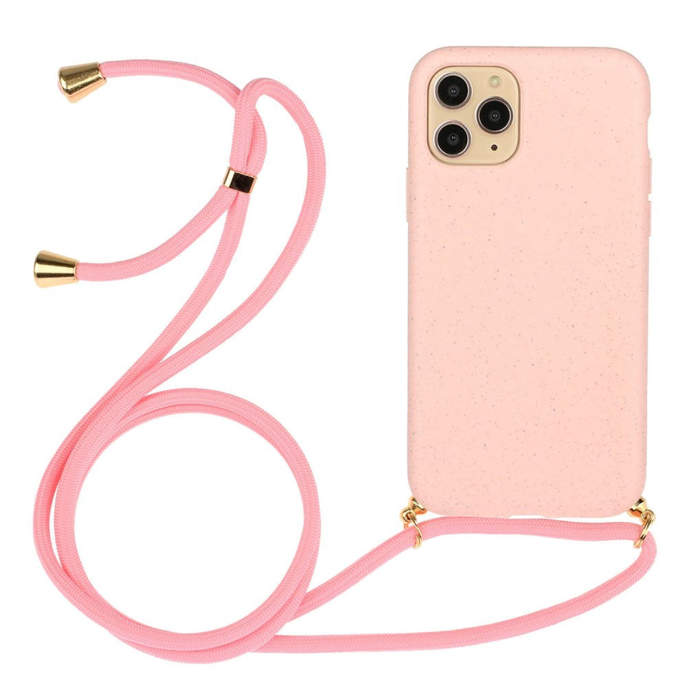 iPhone 15 Pro Max Fleksibelt Plastik Mobil Cover m. Snor / Strop - Pink