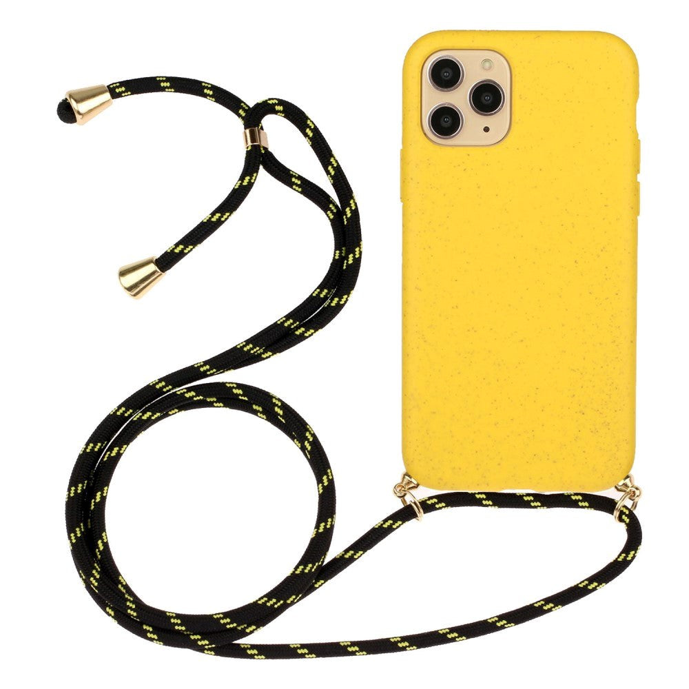 iPhone 15 Pro Fleksibelt Plastik Mobil Cover m. Snor / Strop - Gul