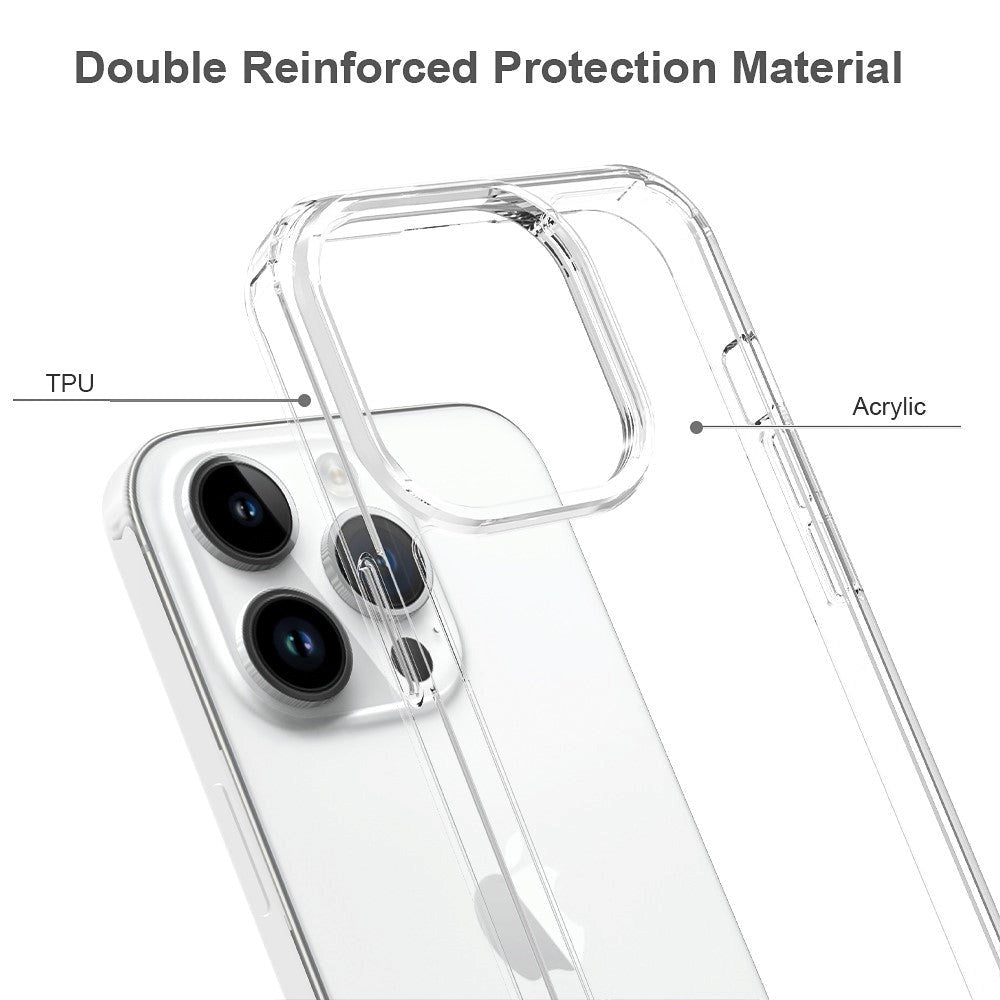 iPhone 15 Pro Hybrid Plastik Mobil Cover - Gennemsigtig