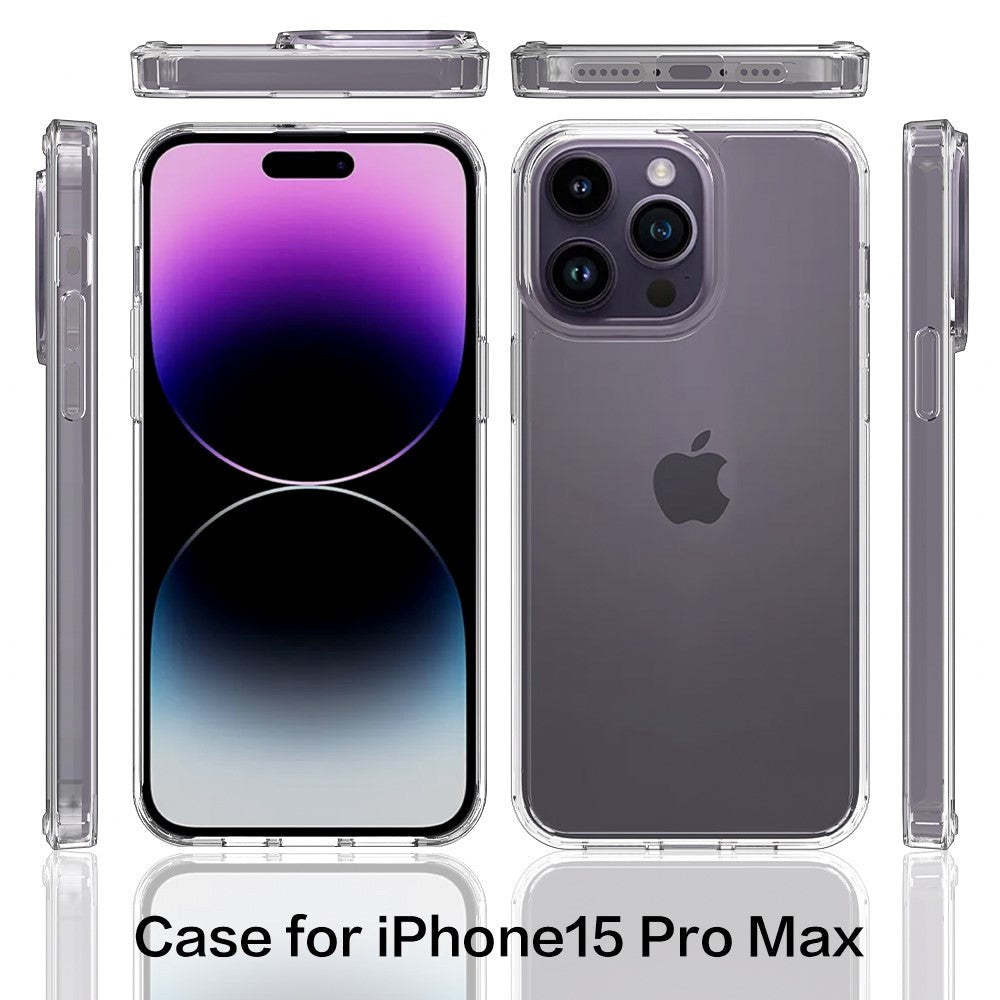 iPhone 15 Pro Max Hybrid Plastik Mobil Cover - Gennemsigtig