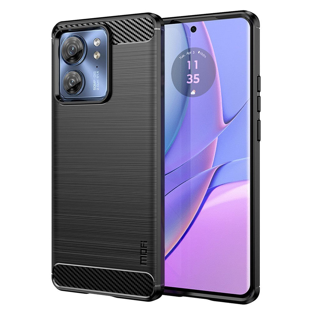 Motorola Edge 40 Brushed Carbon Mobil Cover - Sort