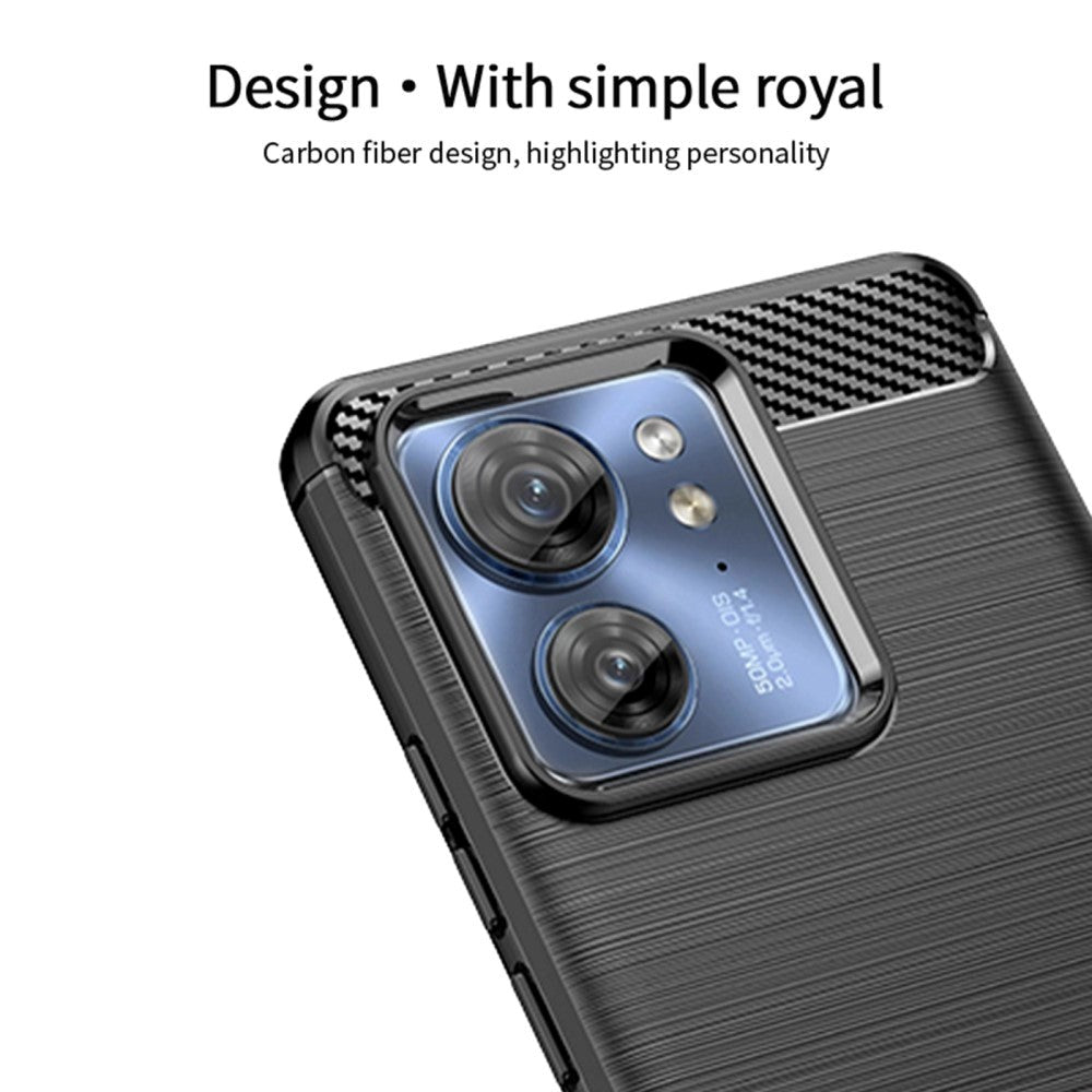 Motorola Edge 40 Brushed Carbon Mobil Cover - Sort
