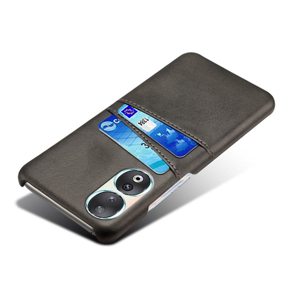 Honor 90 Læderbetrukket Plastik Mobil Cover m. Kortholder - Sort