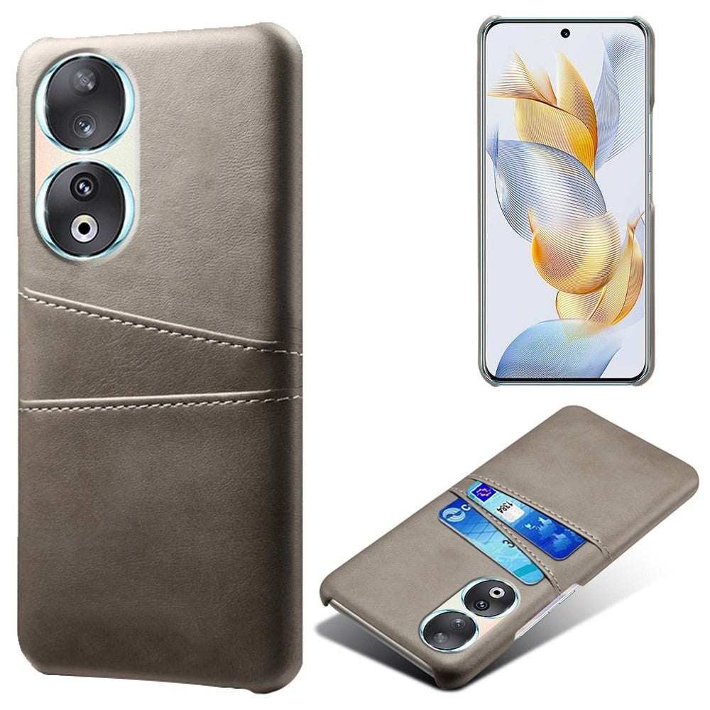 Honor 90 Læderbetrukket Plastik Mobil Cover m. Kortholder - Grå