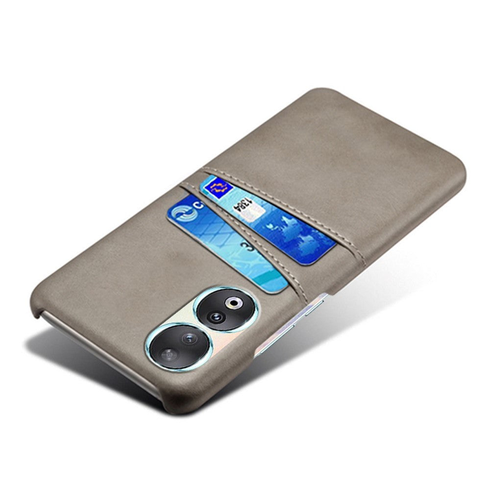 Honor 90 Læderbetrukket Plastik Mobil Cover m. Kortholder - Grå