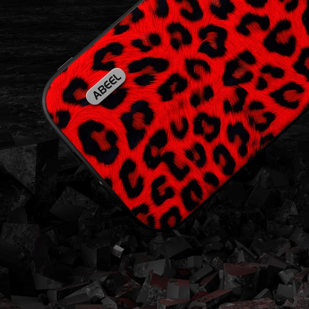 iPhone 15 Pro Max Fleksibelt Plast Mobil Cover - Leopard Mønster - Rød