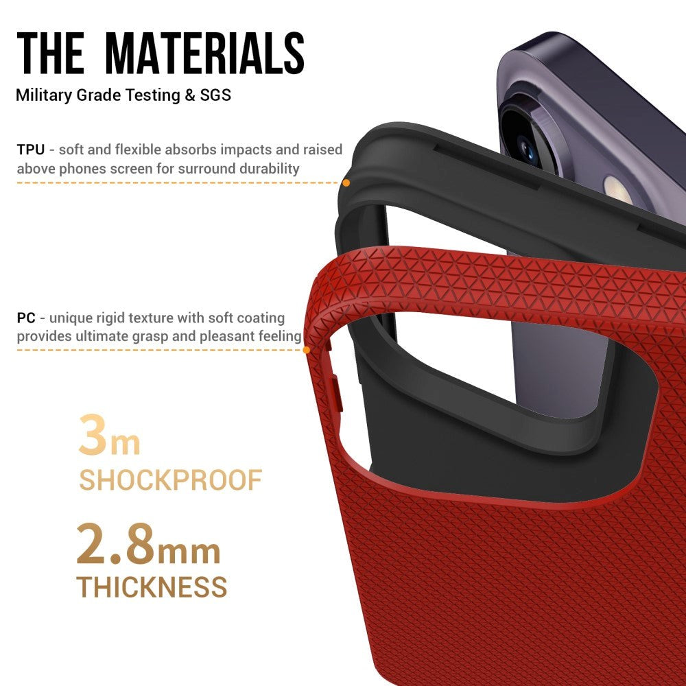 iPhone 15 Pro Plastik Håndværker Mobil Cover - Rød