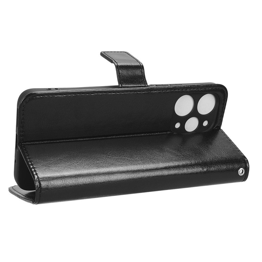 EIDERWOOD Xiaomi Redmi 12 (4G) / 12 (5G) / Poco M6 Pro (5G) Blankt Læder Mobil Cover m. Pung & Strop - Sort