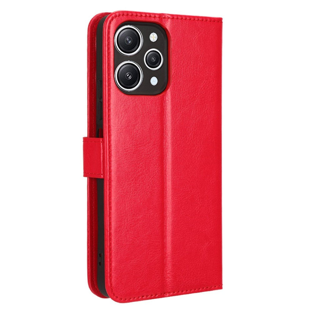 EIDERWOOD Xiaomi Redmi 12 (4G) / 12 (5G) / Poco M6 Pro (5G) Blankt Læder Mobil Cover m. Pung & Strop - Rød
