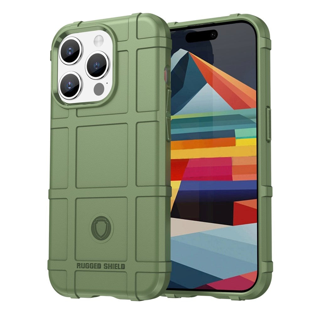 iPhone 15 Pro Max Rugged Shield Series Håndværker Mobil Cover - Grøn