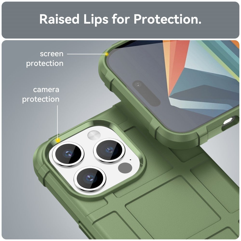 iPhone 15 Pro Max Rugged Shield Series Håndværker Mobil Cover - Grøn