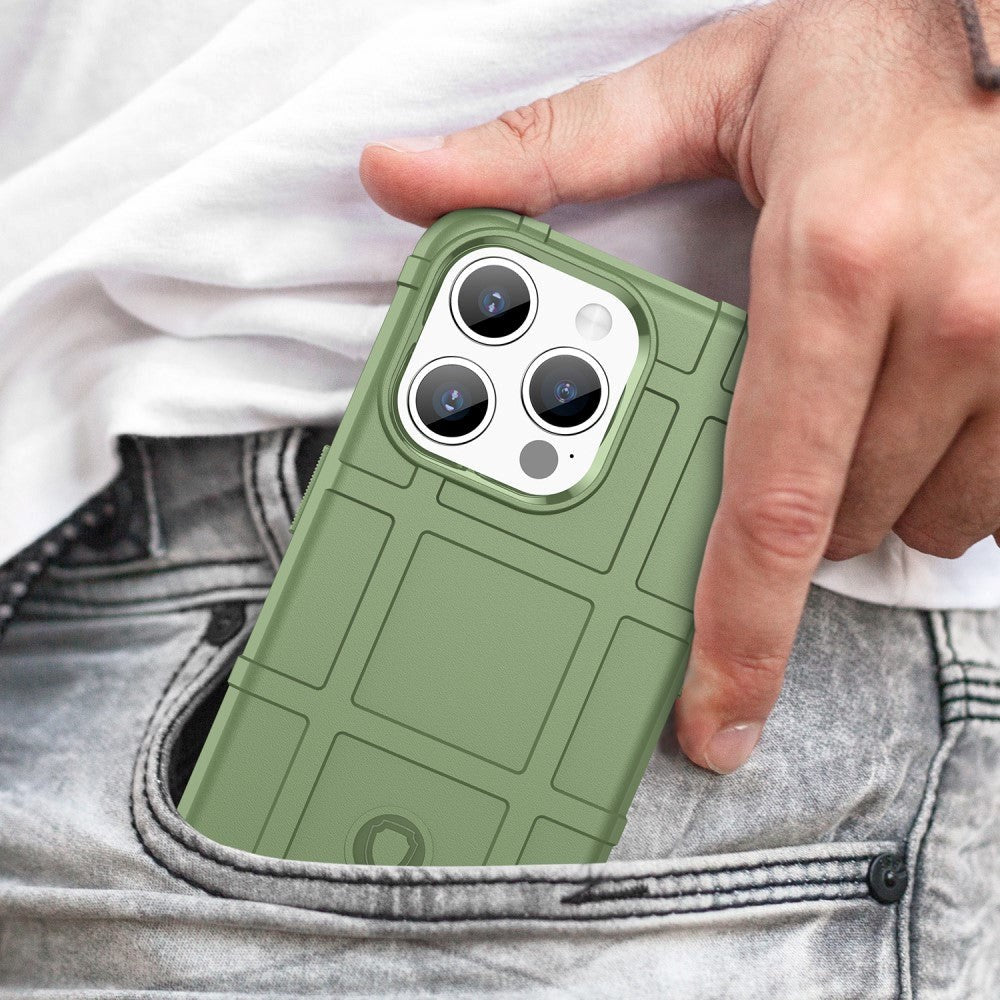 iPhone 15 Pro Max Rugged Shield Series Håndværker Mobil Cover - Grøn
