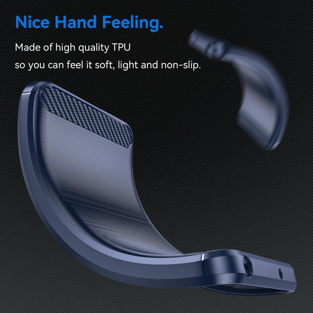 Xiaomi Redmi 12 (4G) / 12 (5G) / Poco M6 Pro (5G) Brushed Carbon Fiber Fleksibelt Plastik Mobil Cover - Blå