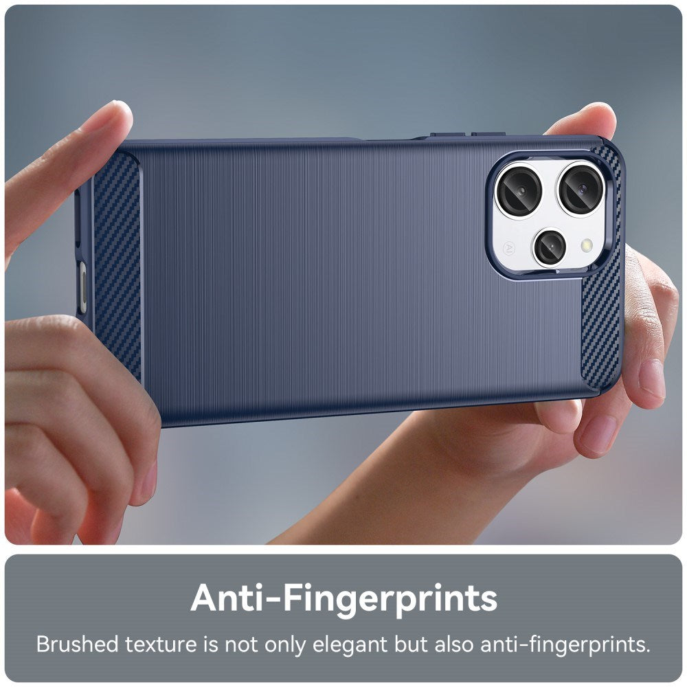 Xiaomi Redmi 12 (4G) / 12 (5G) / Poco M6 Pro (5G) Brushed Carbon Fiber Fleksibelt Plastik Mobil Cover - Blå