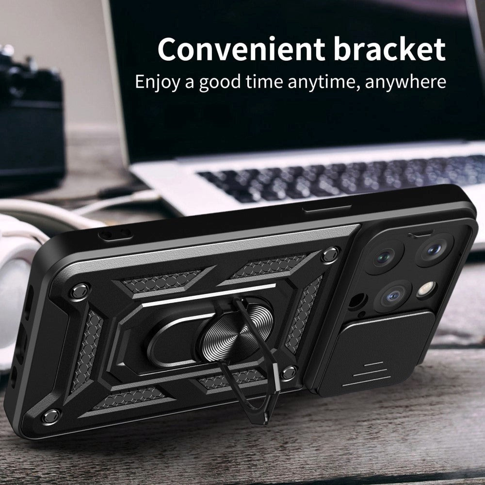 iPhone 15 Pro Håndværker Mobil Cover m. Magnetisk Kickstand & Cam Slider - Rød