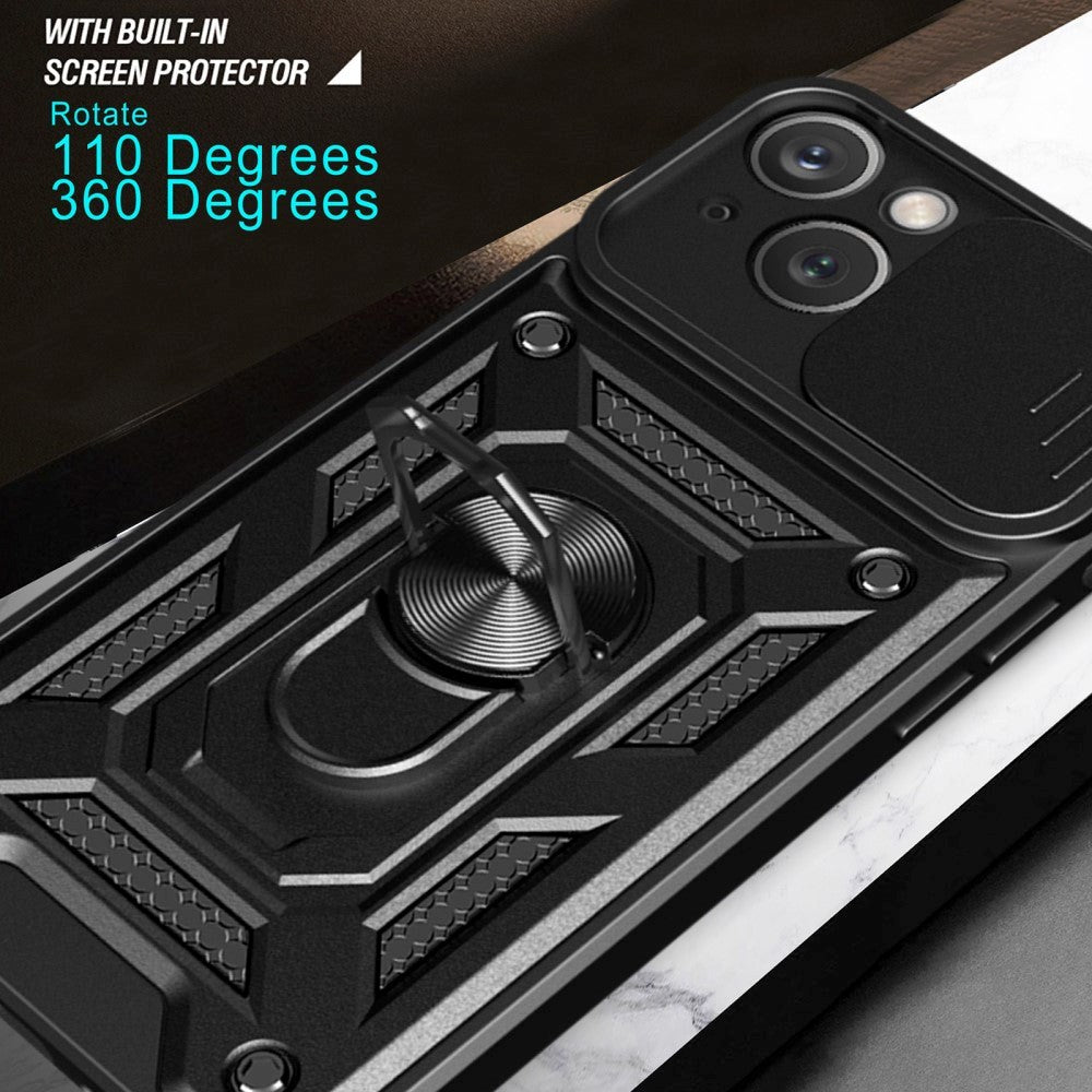 iPhone 15 Håndværker Mobil Cover m. Magnetisk Kickstand & Cam Slider - Sort