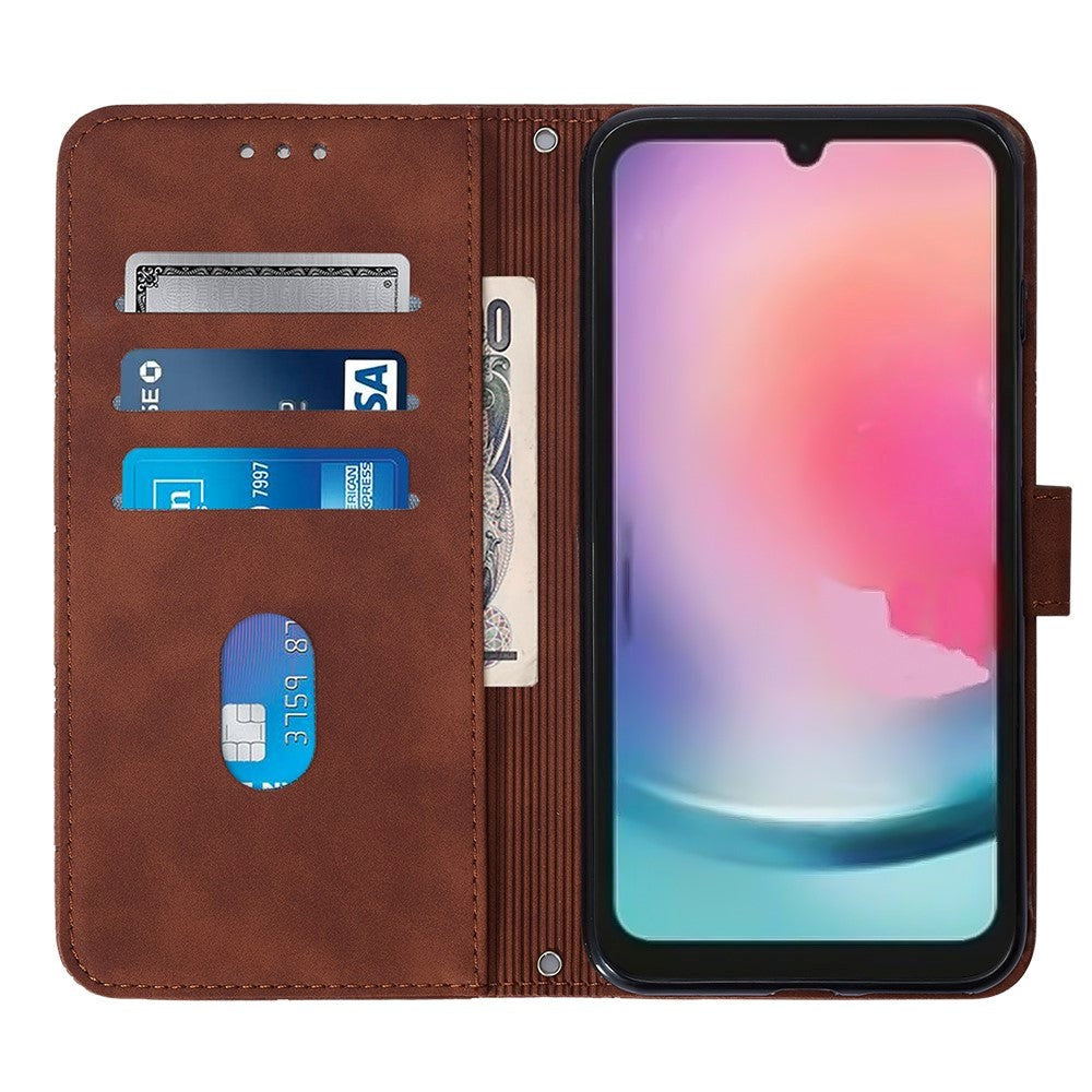 Samsung Galaxy S23 FE Læder Flip Cover m. Kortholder og Skulderstrop - Brun