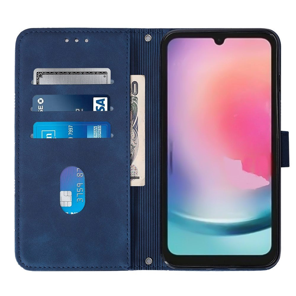 Samsung Galaxy S23 FE Læder Flip Cover m. Kortholder og Skulderstrop - Mørkeblå