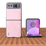 Motorola Razr 40 Læderbelagt Plastik Mobil Cover - Pink