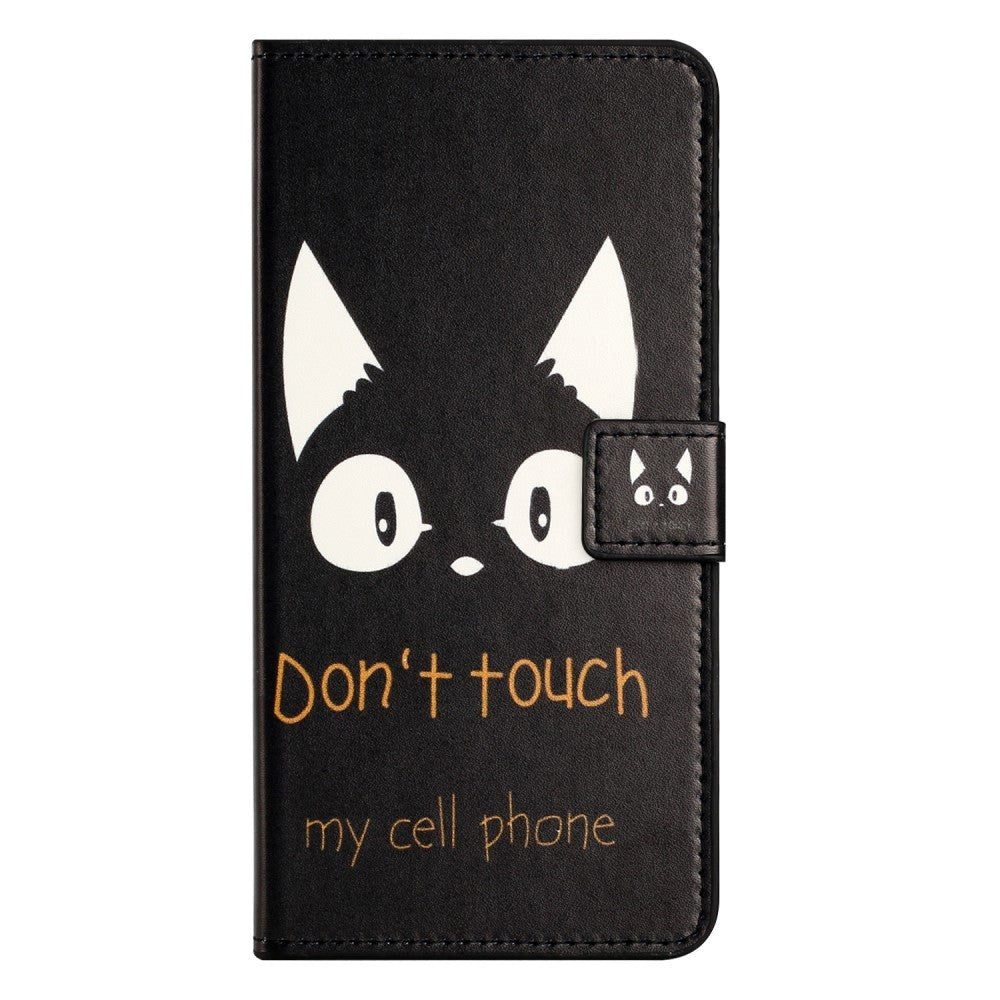Samsung Galaxy A25 (5G) Læder Mobil Cover m. Pung & Ståfunktion - "Don't Touch My Cell Phone"