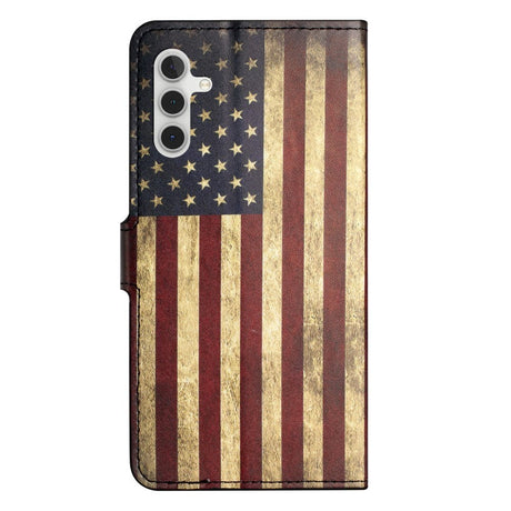 Samsung Galaxy A25 (5G) Læder Mobil Cover m. Pung & Ståfunktion - Amerikansk Flag