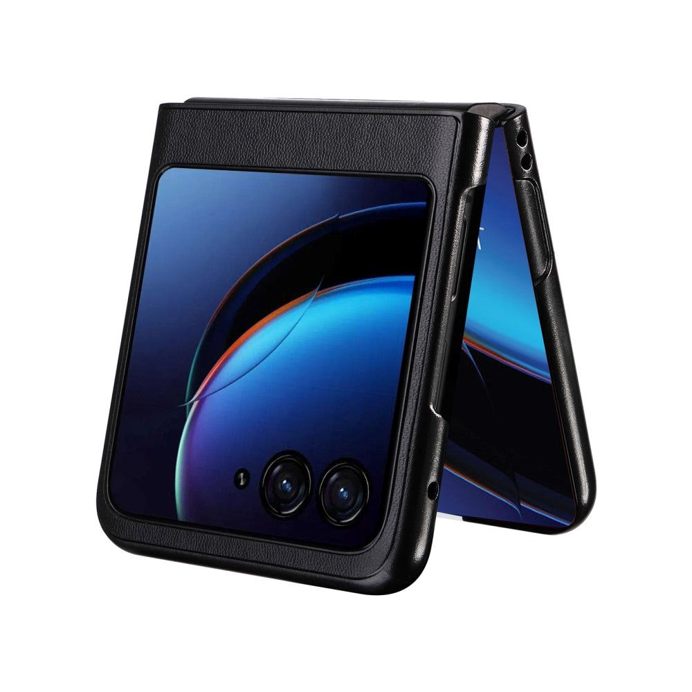Motorola Razr 40 Ultra Læderbetrukket Slim Mobil Cover - Sort