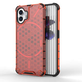 Nothing Phone (2) Honeycomb Pattern Hybrid Mobil Cover - Rød