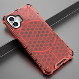 Nothing Phone (2) Honeycomb Pattern Hybrid Mobil Cover - Rød