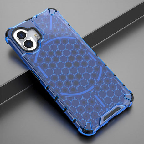 Nothing Phone (2) Honeycomb Pattern Hybrid Mobil Cover - Blå