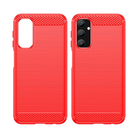 Samsung Galaxy A25 (5G) Brushed Carbon Fiber Fleksibelt Plastik Mobil Cover - Rød