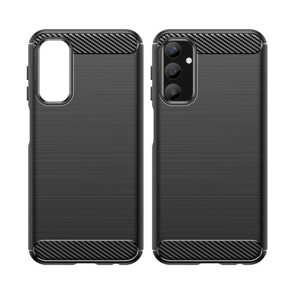 Samsung Galaxy A25 (5G) Brushed Carbon Fiber Fleksibelt Plastik Mobil Cover - Sort