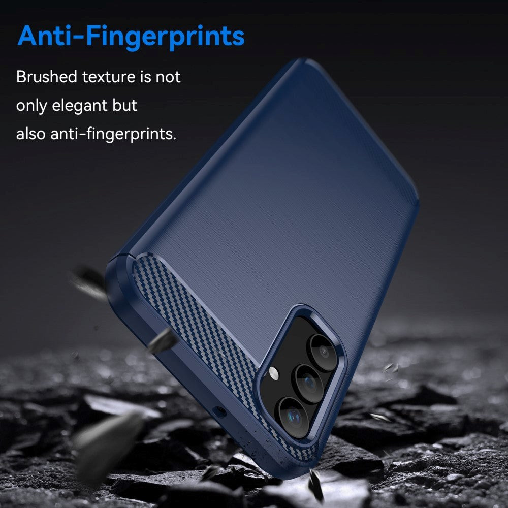 Samsung Galaxy A25 (5G) Brushed Carbon Fiber Fleksibelt Plastik Mobil Cover - Blå