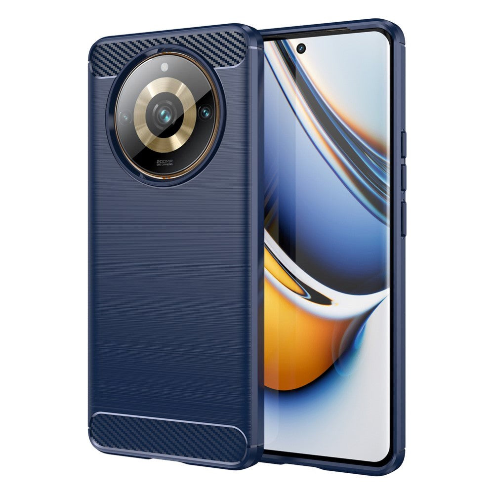 Realme 11 Pro+ 5G / 11 Pro 5G Brushed Carbon Mobil Cover - Blå