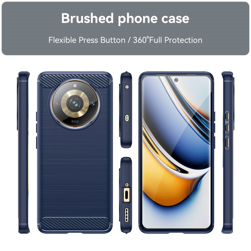 Realme 11 Pro+ 5G / 11 Pro 5G Brushed Carbon Mobil Cover - Blå
