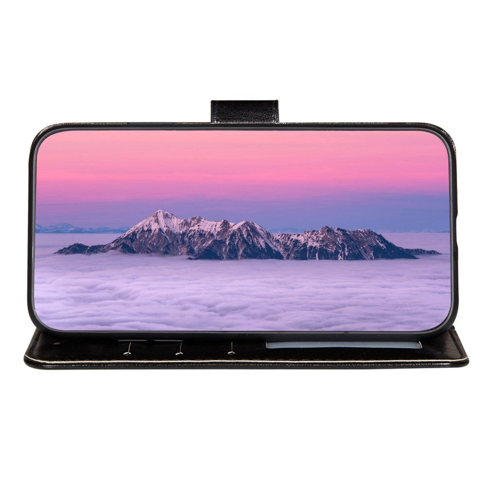 Xiaomi Redmi 12C Læder Mobil Cover m. Pung og Strop - Sort