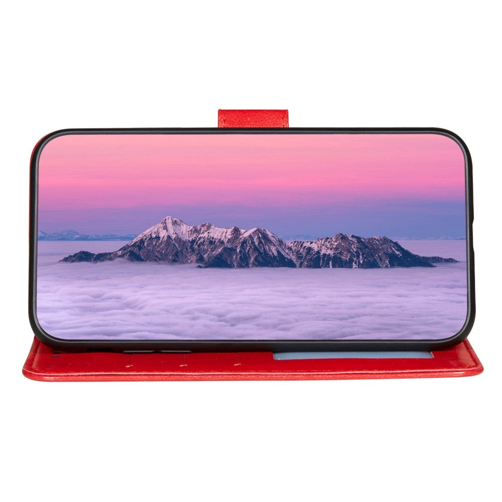 Xiaomi Redmi 12C Læder Mobil Cover m. Pung og Strop - Rød