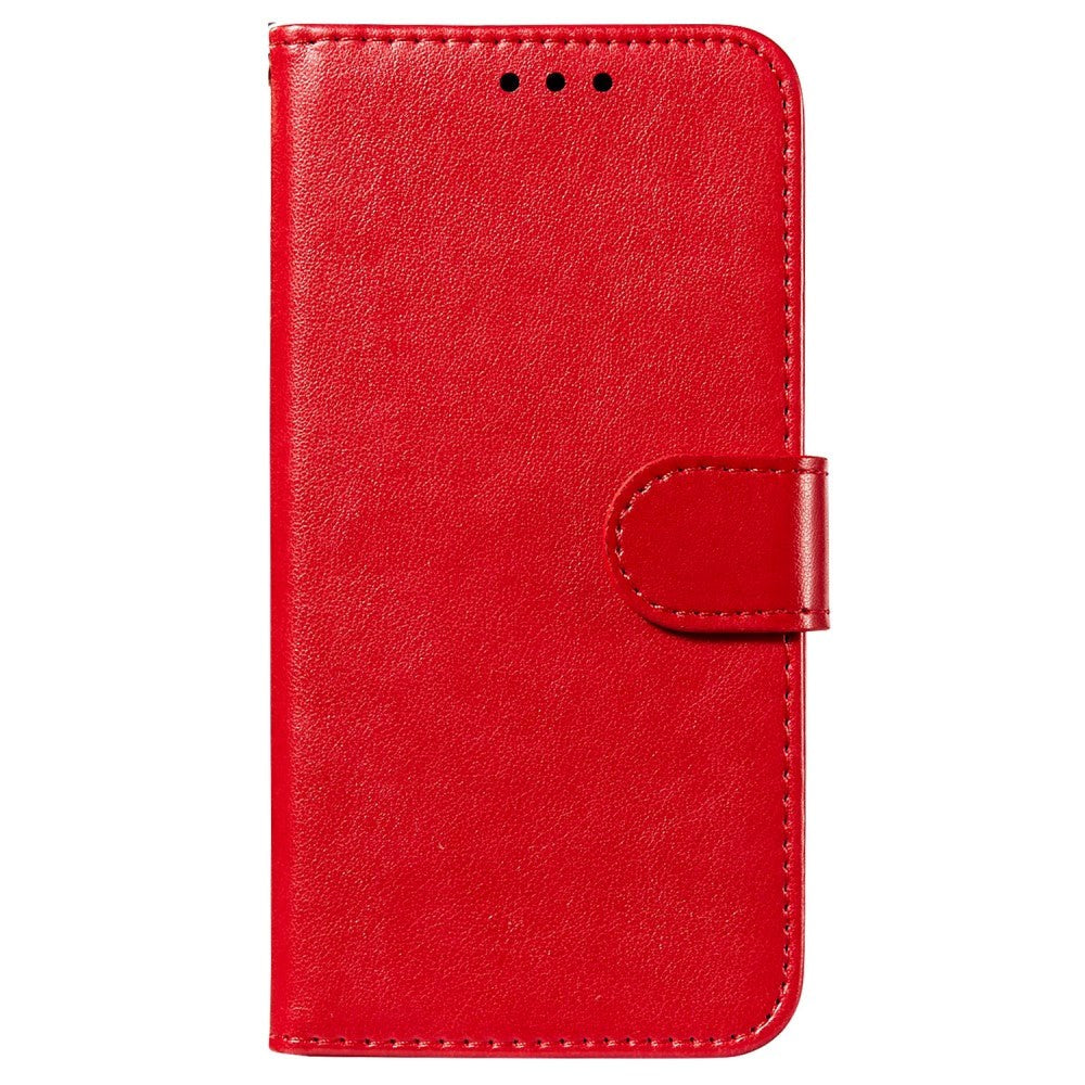 Xiaomi Redmi 12C Læder Mobil Cover m. Pung og Strop - Rød
