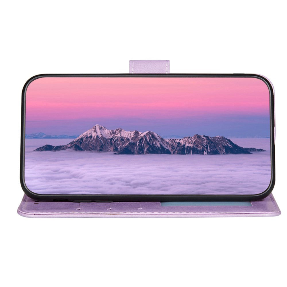 Xiaomi Redmi 12C Læder Mobil Cover m. Pung og Strop - Lilla