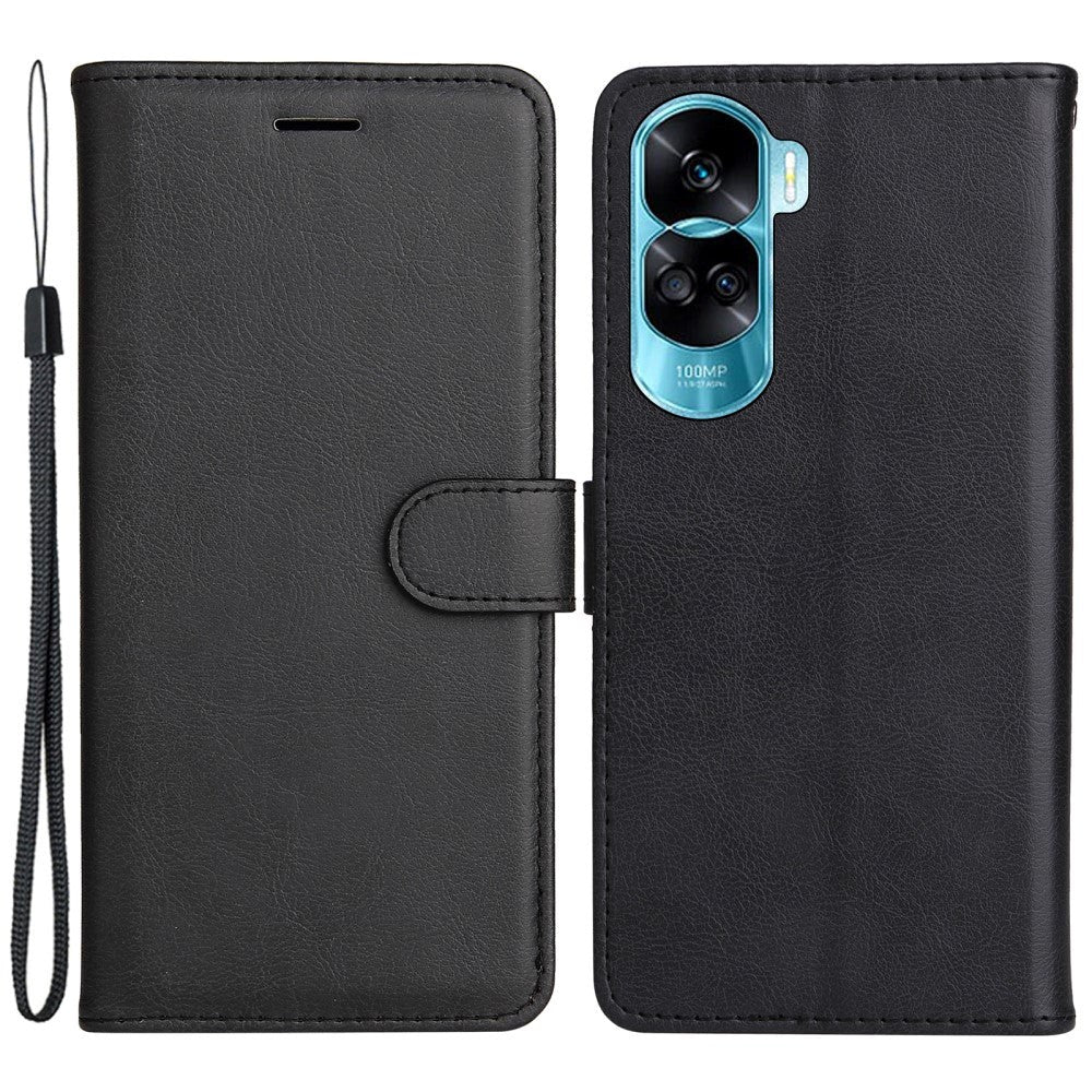 Honor 90 Lite Læder Mobil Cover m. Pung og Strop - Sort
