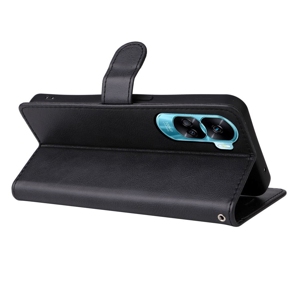 Honor 90 Lite Læder Mobil Cover m. Pung og Strop - Sort